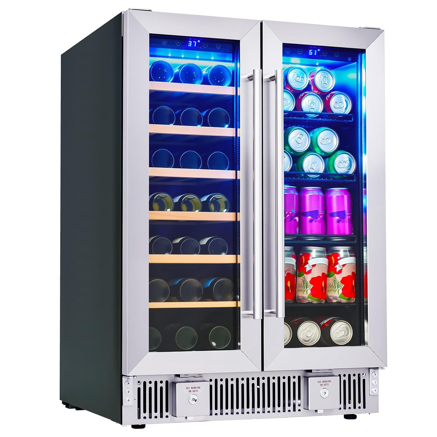 Wine And Beer Undercounter Fridge - Lodówka na napoje, 24-calowa dwustrefowa lodówka