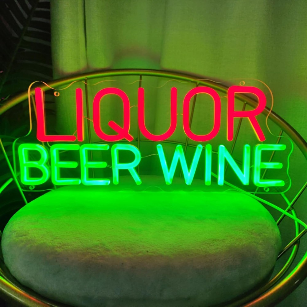 Wine In Beer Store - Neonowy znak LED na ścianę z