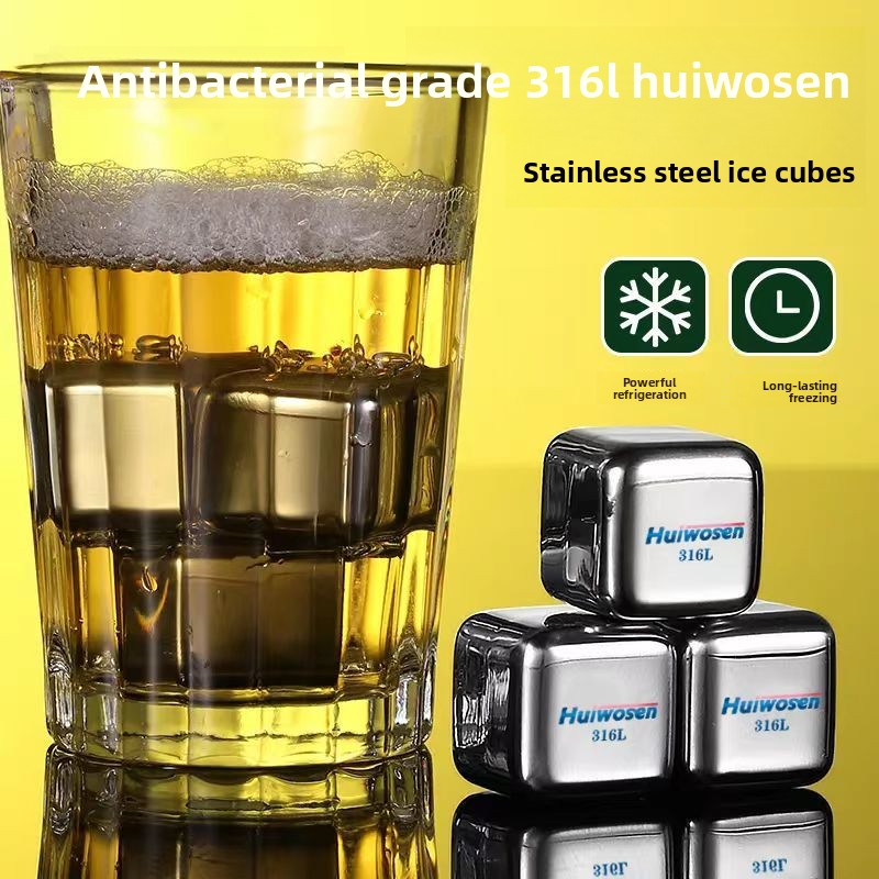 Wine Whiskey Beer - Recykling kostek lodu ze stali nierdzewnej